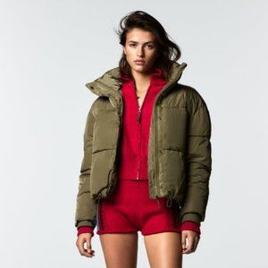 Zara Olive Puffer Jacket (Medium)